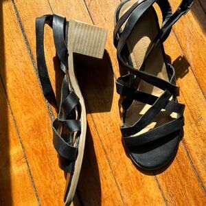 Wild Diva Sandals Heels Women's 7 Strappy Black
